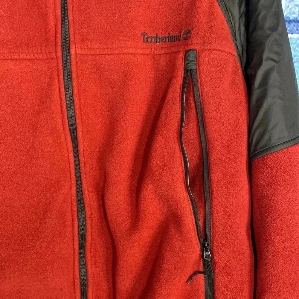 Timberland Men’s Fleece Performance Jacket Red Black XL - Picture 4 of 9